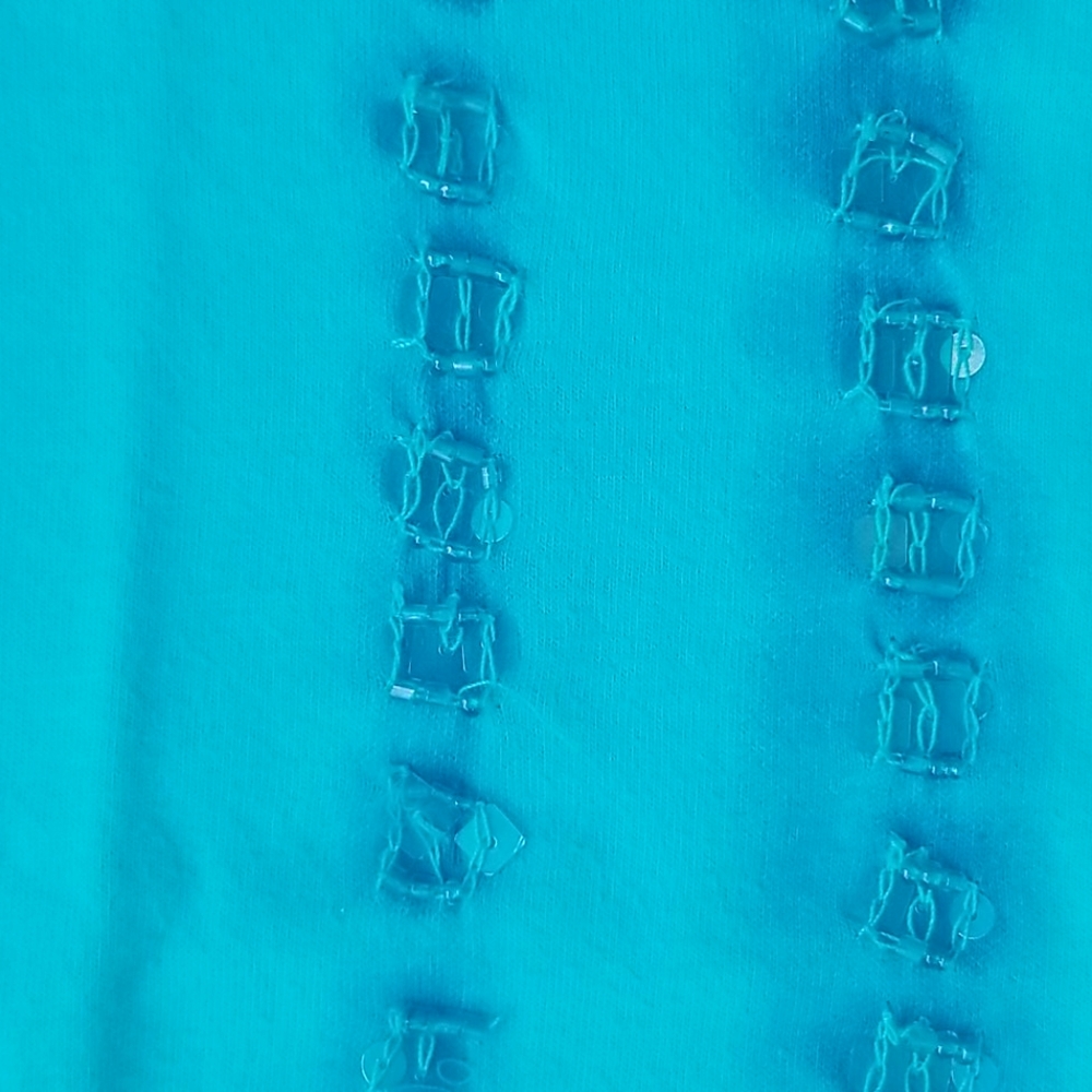 Chicos teal sequin cotton tee medium - Picture 9 of 11